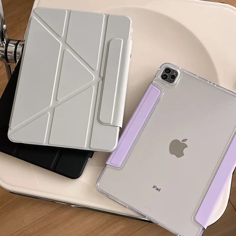 Y-Fold Stand Case For iPad Pro 12.9 13 11 2018-2024 Buckle Cover iPad A16 11th 2025 Air 11 Air 4 5 10.9 10th Mini 6 7 funda Capa