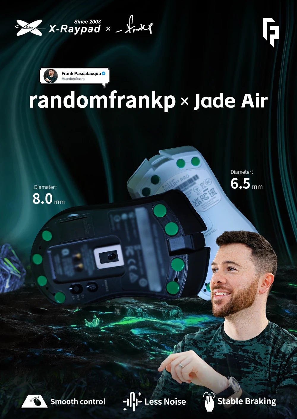 randomfrankp x X-Raypad Jade Air SE DIY Mouse Skates Universal Dots-Quiet & Speed