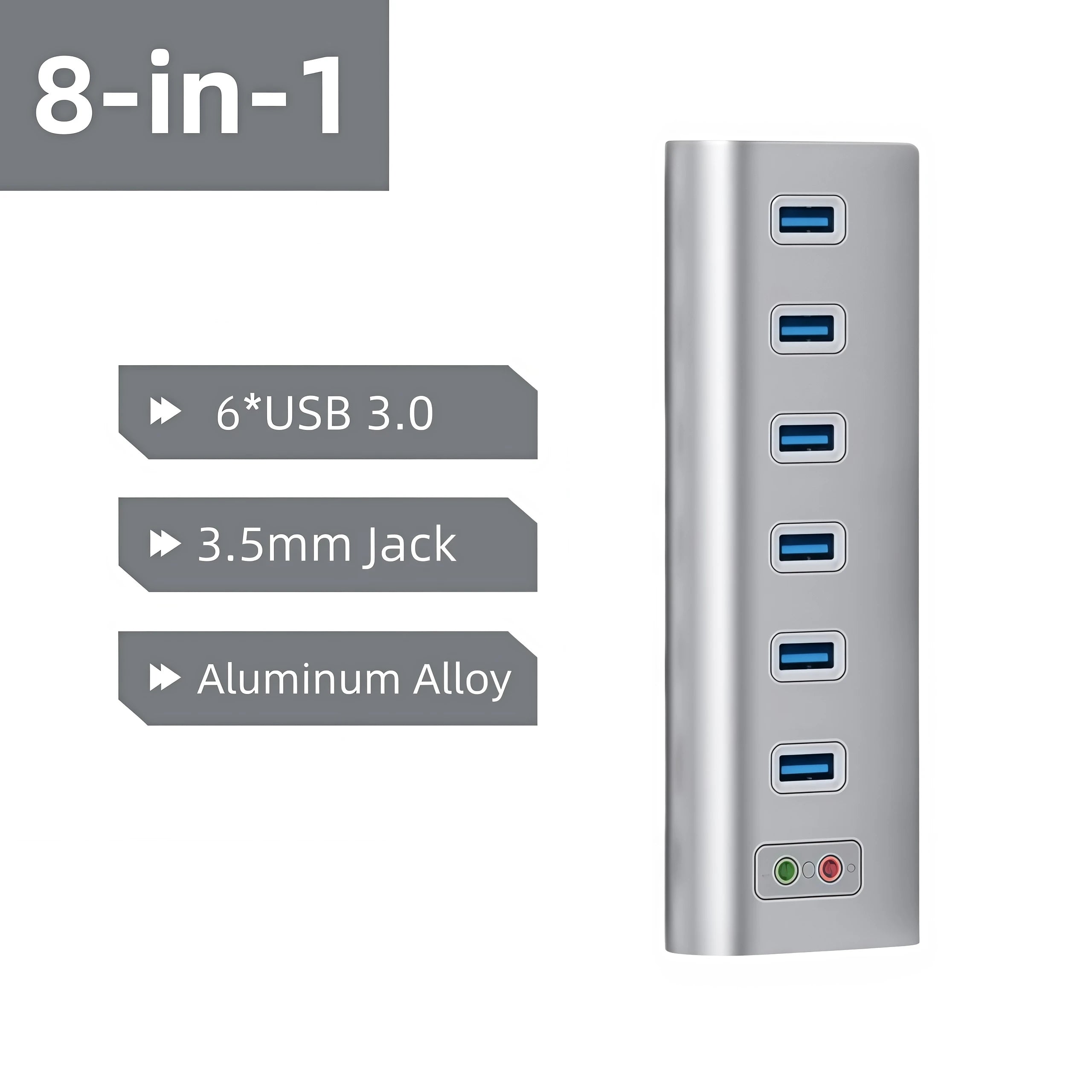 USB Hub 3.0 High Speed Multiport with Power Supply TF SD Card Reader Audio Jack USB Multiple Port Splitter Adapter Extension