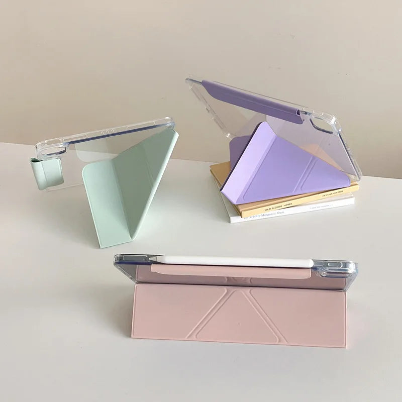 Y-Fold Stand Case For iPad Pro 12.9 13 11 2018-2024 Buckle Cover iPad A16 11th 2025 Air 11 Air 4 5 10.9 10th Mini 6 7 funda Capa