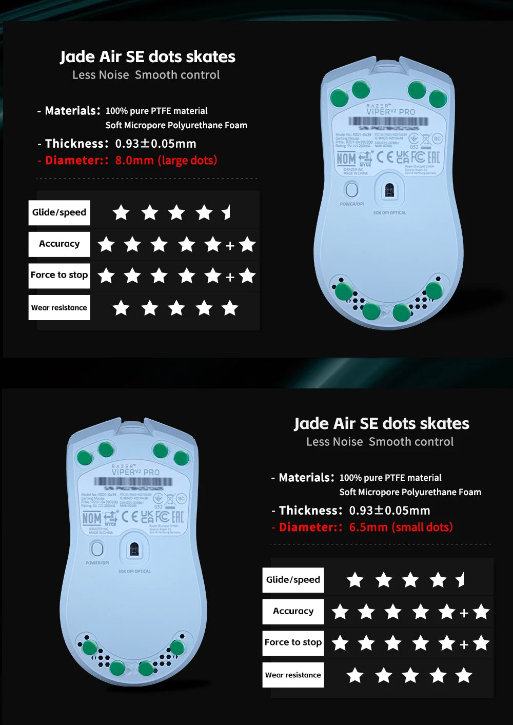 randomfrankp x X-Raypad Jade Air SE DIY Mouse Skates Universal Dots-Quiet & Speed