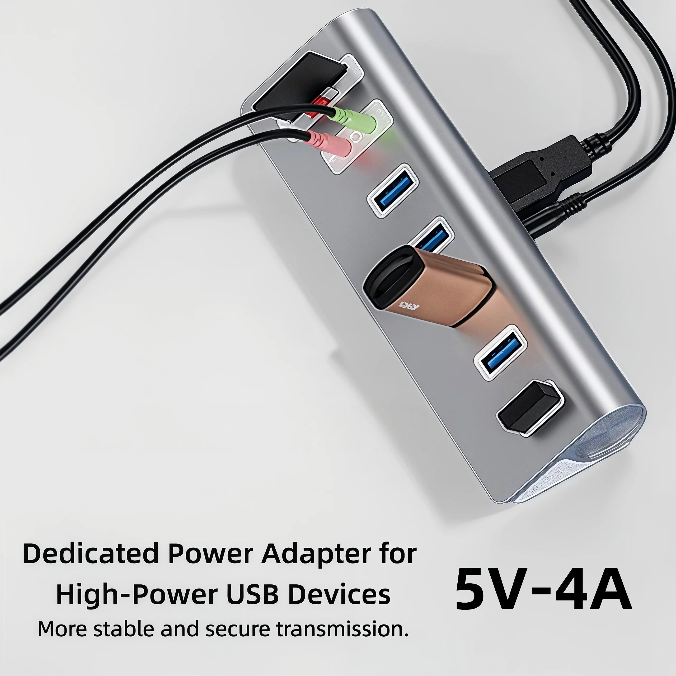 USB Hub 3.0 High Speed Multiport with Power Supply TF SD Card Reader Audio Jack USB Multiple Port Splitter Adapter Extension