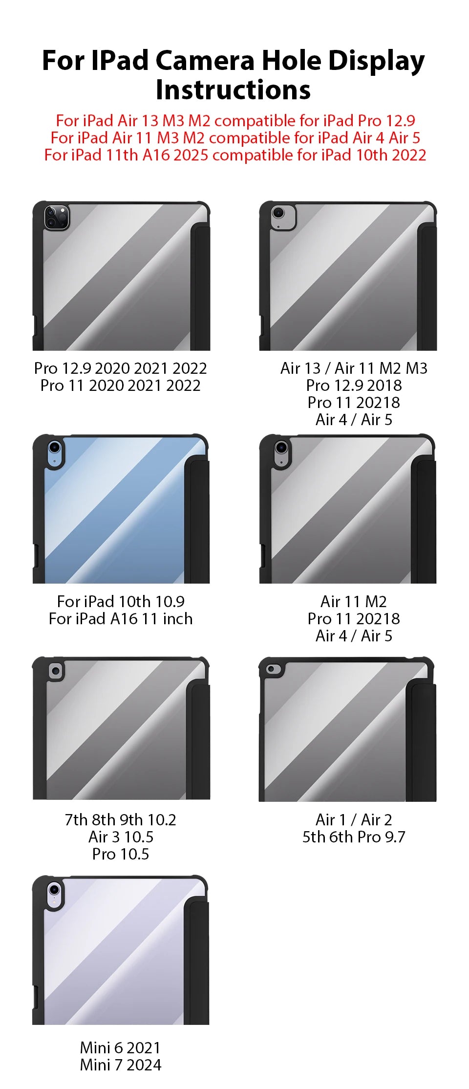 For Ipad A16 11th Case Pro 13 M4 12.9 10 9 10th 9th 8th Generation Funda For Ipad Air 11 M2 M3 5 4 3 2025 Protective Cover Cases