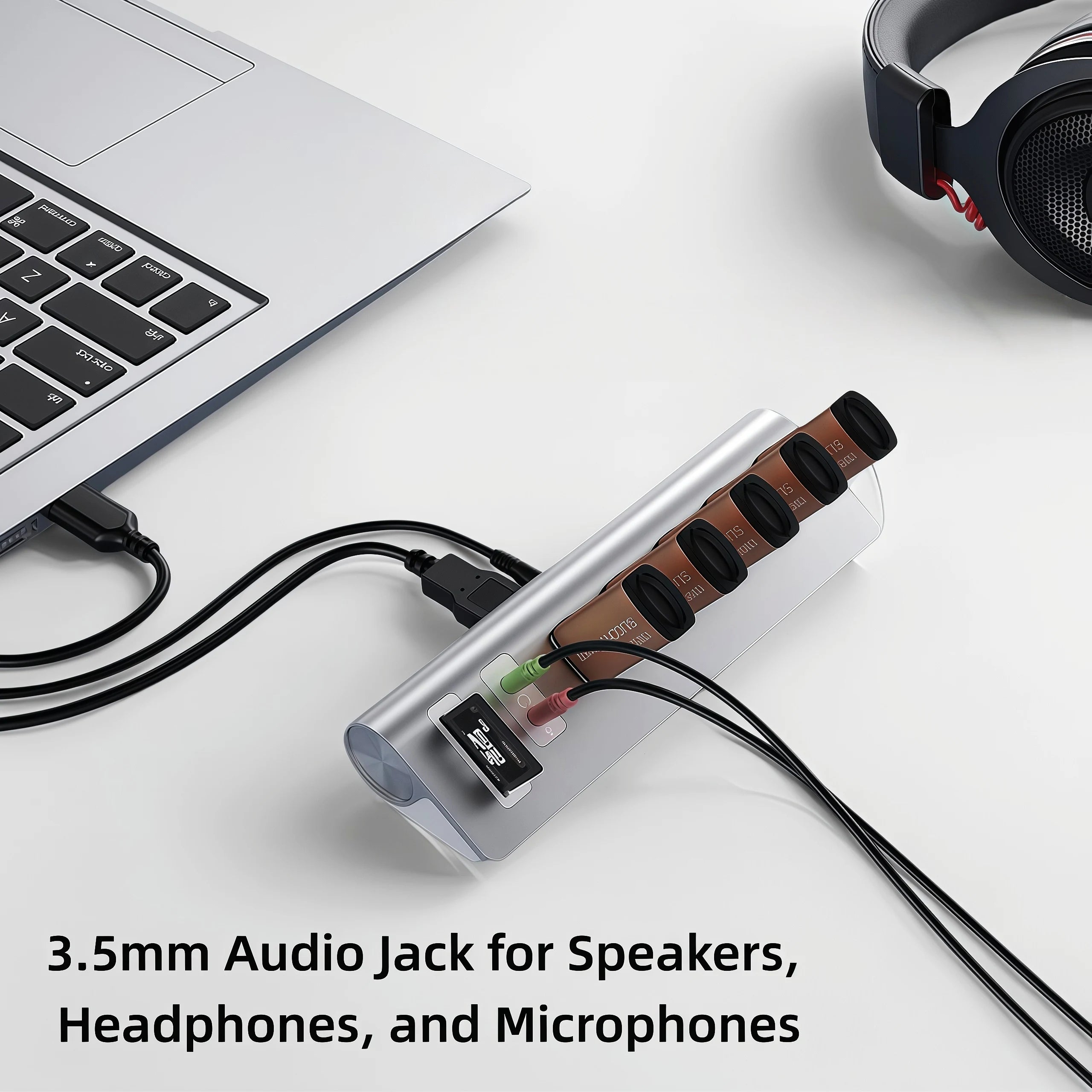 USB Hub 3.0 High Speed Multiport with Power Supply TF SD Card Reader Audio Jack USB Multiple Port Splitter Adapter Extension