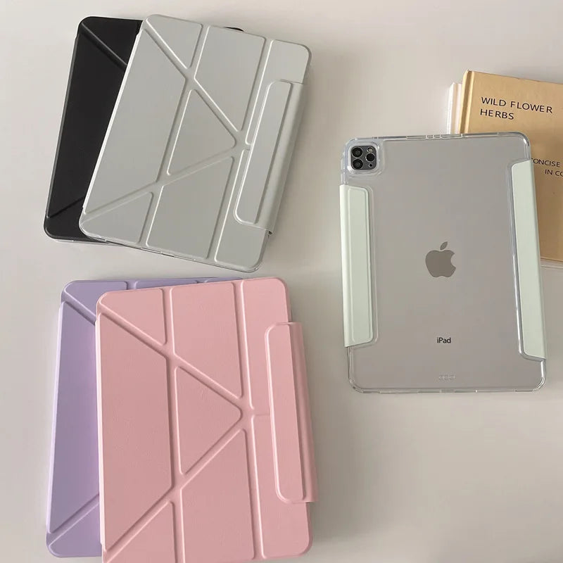 Y-Fold Stand Case For iPad Pro 12.9 13 11 2018-2024 Buckle Cover iPad A16 11th 2025 Air 11 Air 4 5 10.9 10th Mini 6 7 funda Capa
