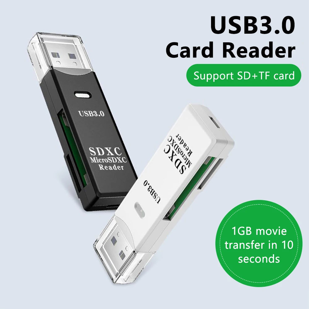 2 in 1 USB 3.0 Card Reader Micro TF sd card Reader usb adapter High Speed Cardreader TF Memory card For PC Laptop Accessories