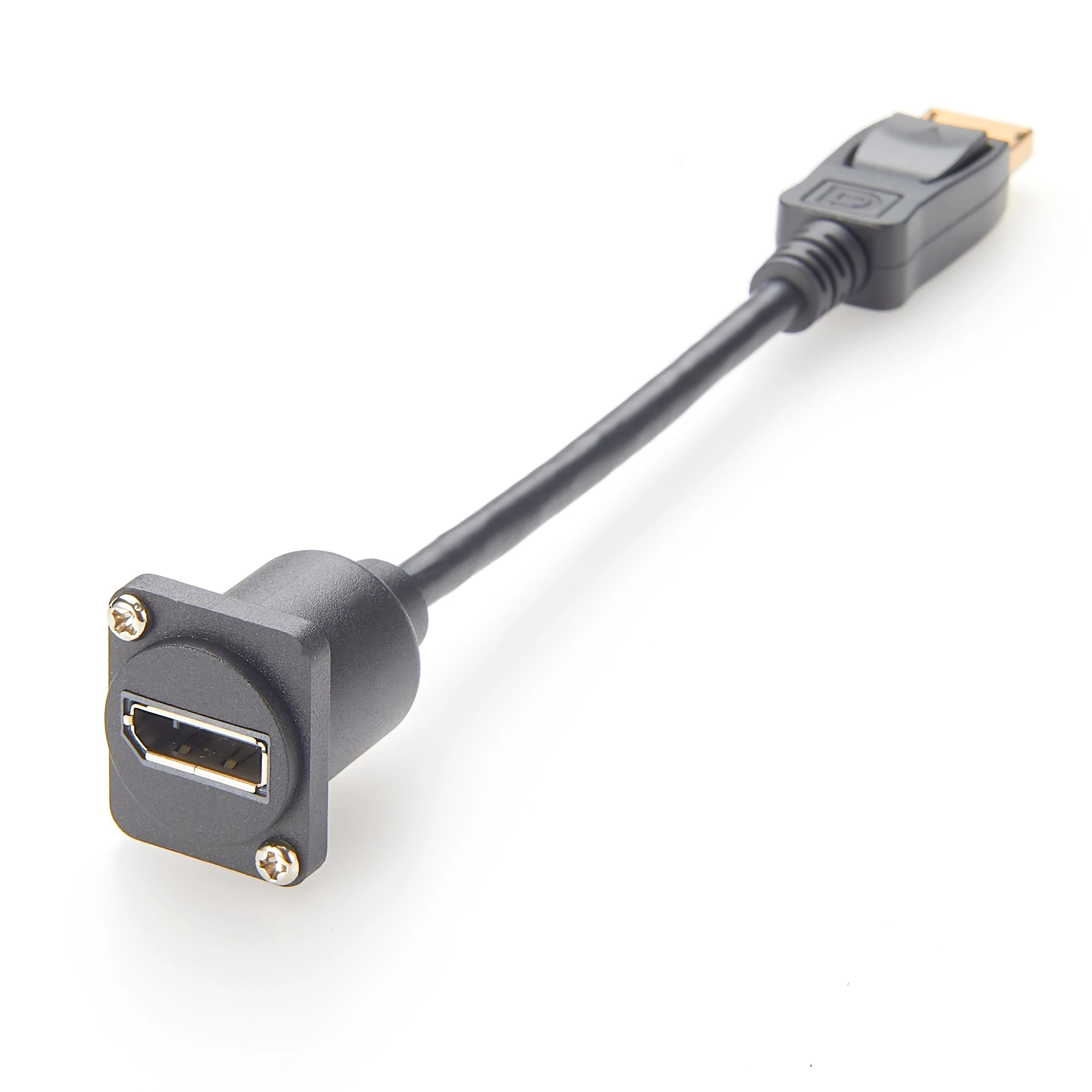 DP1.2 Panel Mount Feedthrough Connector 4k@60hz Displayport Female to male Panel Coupler, D-Type and XLR Panel Mount for HD