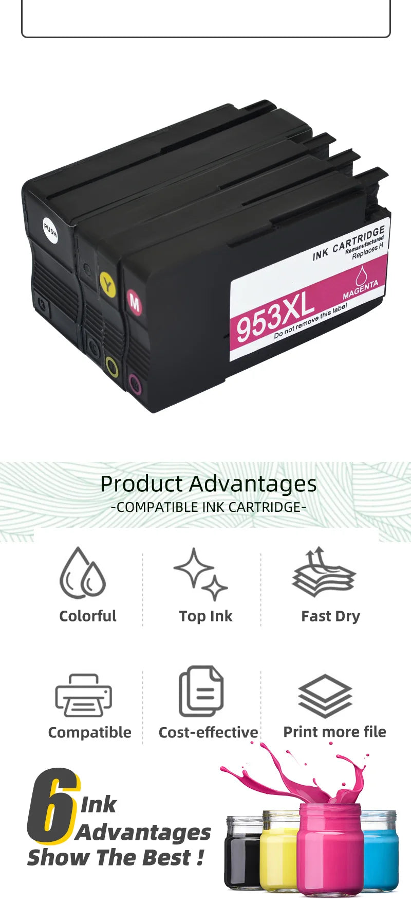 NEW Compatible Ink Cartridge 953 953XL for HP 953 Pro 7720 7740 8210 8218 8710 8715 8718 8719 8720 8725 8728 8730 8740 Printer