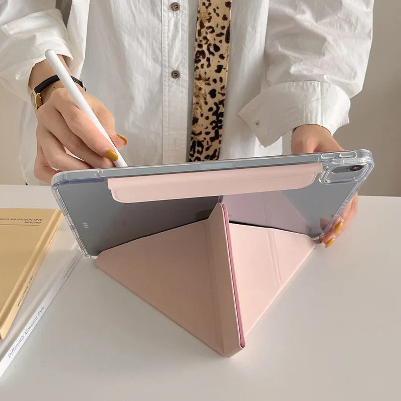 Y-Fold Stand Case For iPad Pro 12.9 13 11 2018-2024 Buckle Cover iPad A16 11th 2025 Air 11 Air 4 5 10.9 10th Mini 6 7 funda Capa