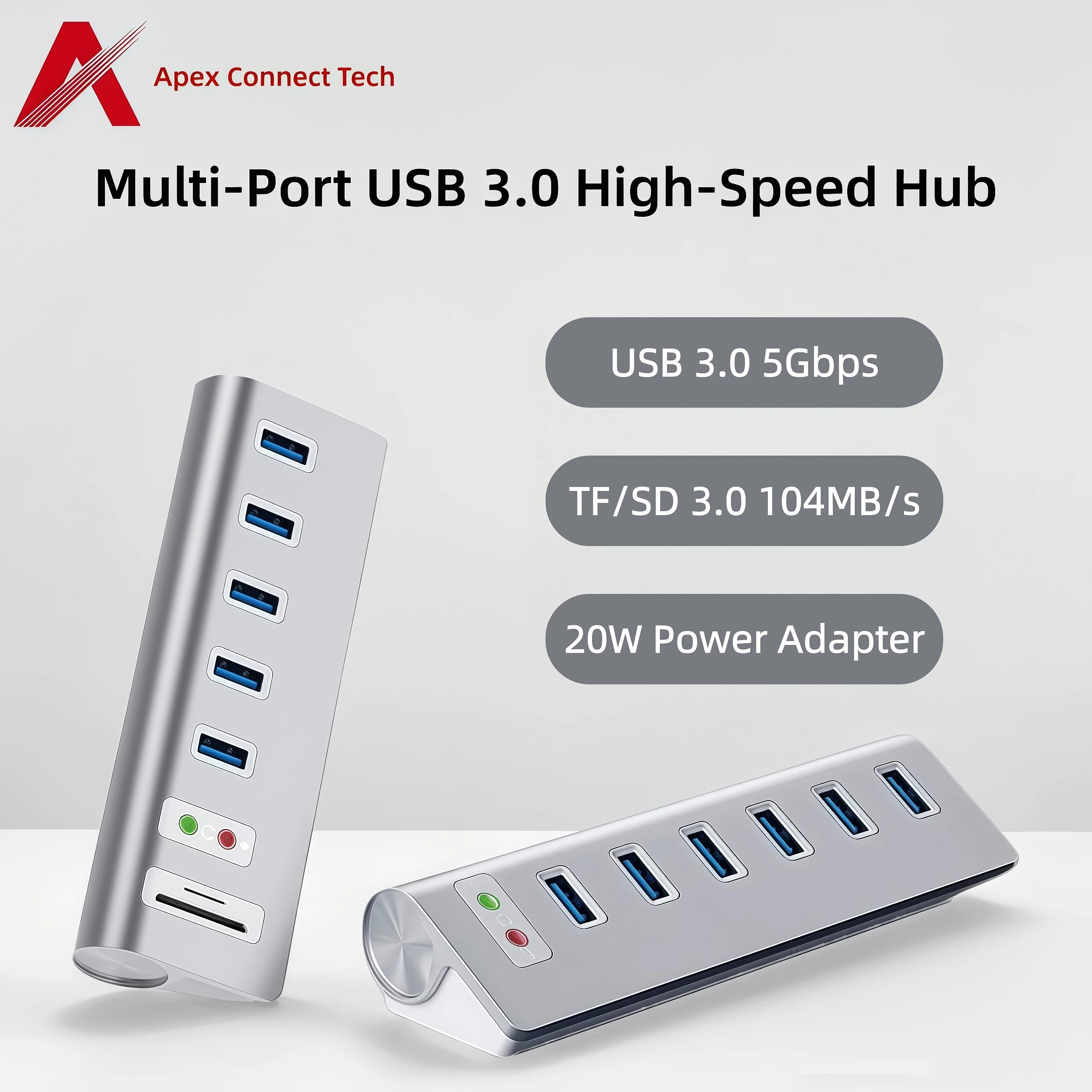 USB Hub 3.0 High Speed Multiport with Power Supply TF SD Card Reader Audio Jack USB Multiple Port Splitter Adapter Extension