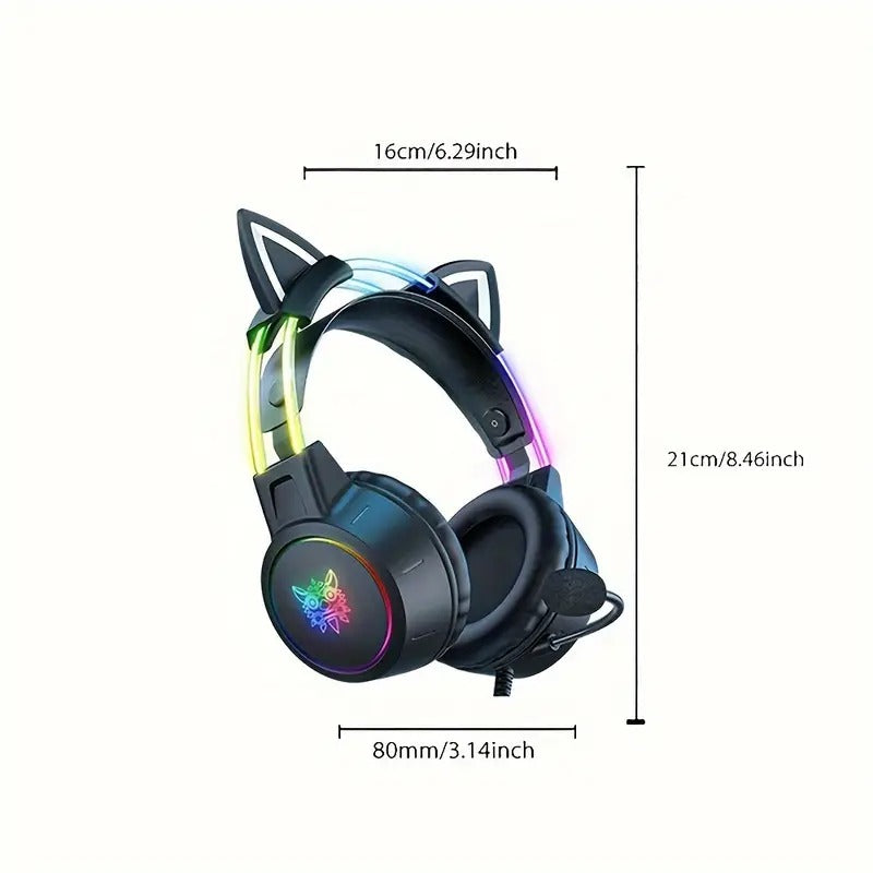 NNETM Gaming Headset with Detachable Cat Ear Microphone